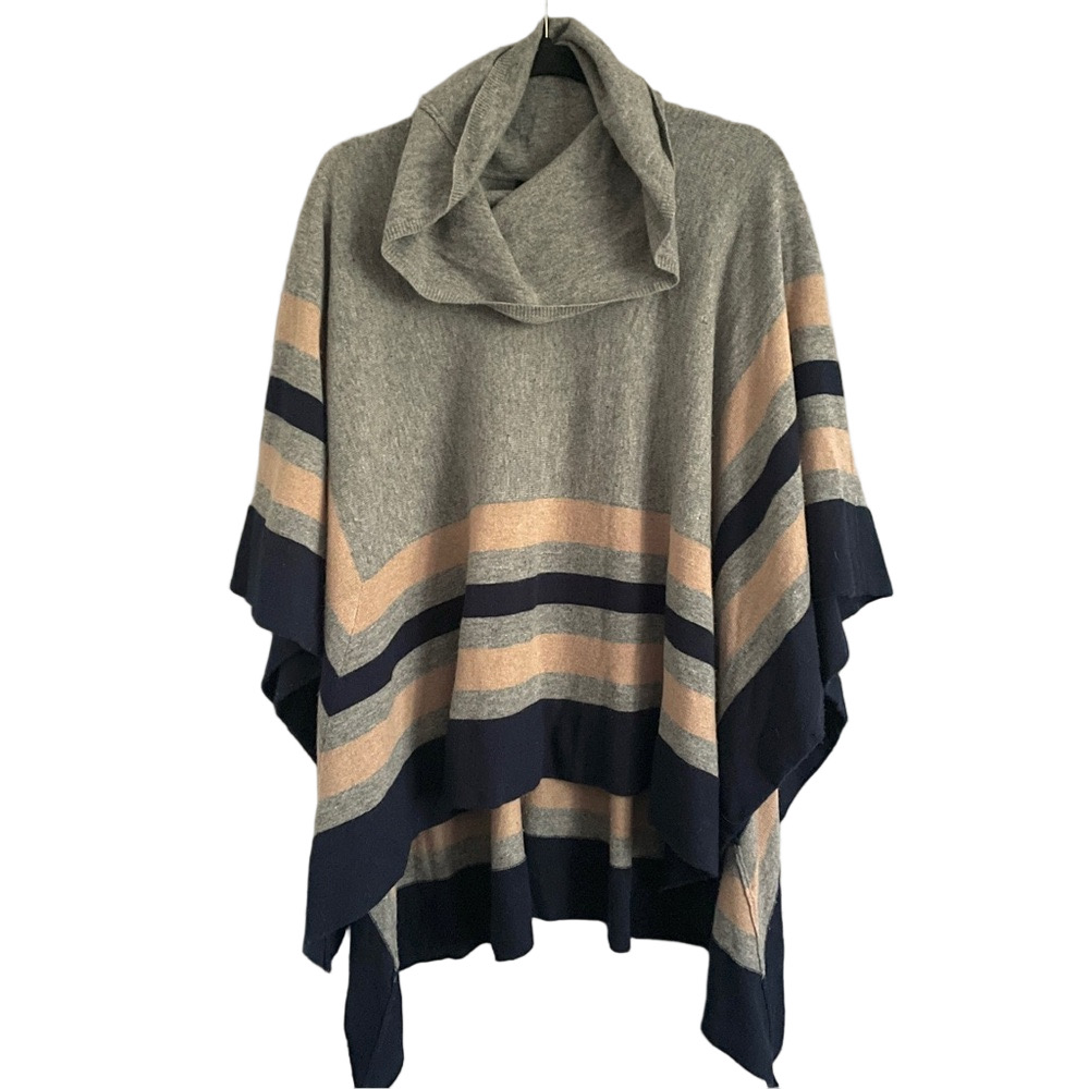 BCBG MaxAzria Gray Wyona Lambswool Funnel Neck Poncho - One Size - Picture 10 of 12
